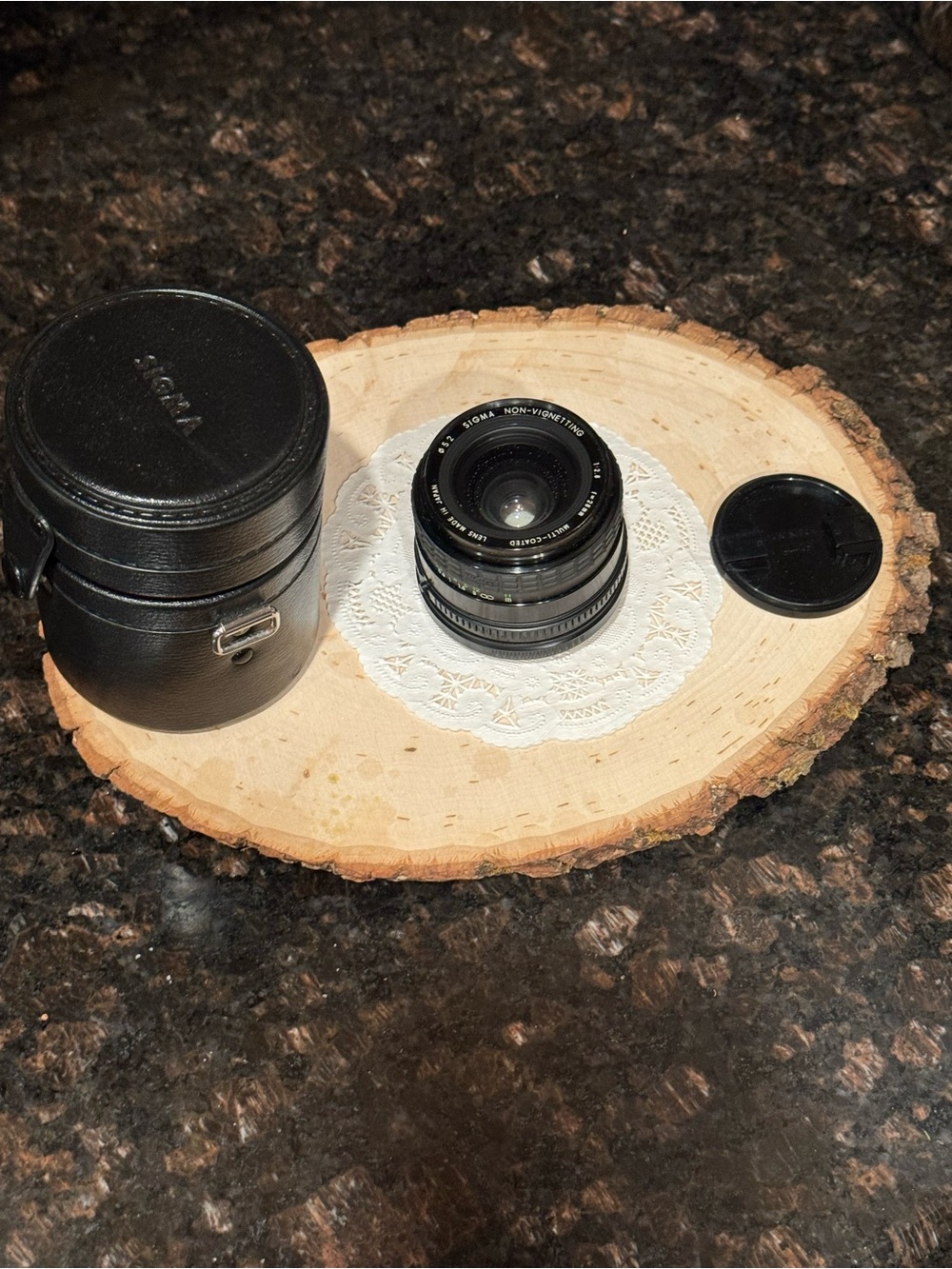 Vintage 28mm Camera Lens with Case - Black